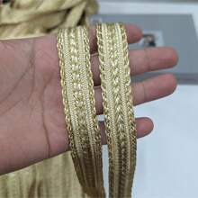 A Roll Of 1-Meter Polyester Double-Sided Diagonal Gold Bar, Middle Gold Ladder Woven Strap, Apricot Base/White Base/Black Base, Middle Eastern Long Robe Decorative Auxiliary Materials, Decorative Woven Inlaid Strap, Gold Wire Woven Strap, Arab Long Robe Clothing Auxiliary Materials, Long Robe Decoration, DIY Handmade Materials