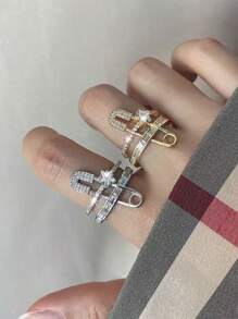 1pc Stylish Synthetic Cubic Zirconia Star Design Brooch Ring