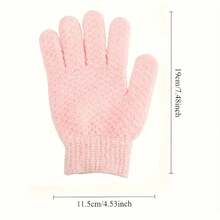 2 Pieces Set Of Exfoliating Bath Gloves, Double-Sided Exfoliating Gloves, Thickened Five-Finger Solid Color Mud Bath Brush, Painless Dust Removal Brush For Double-Layer Bath, Thickened Five-Finger Washing Tool, Exfoliating Mud Bath Brush, For Hydrotherapy, Massage And Body Scrub, Body Washer Bath Accessories Back To School - Pink - View 3