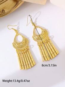 1 par de pendientes de estilo bohemio chapados en oro, joyas árabes, accesorios para bodas y fiestas, regalo de vacaciones para mujeres