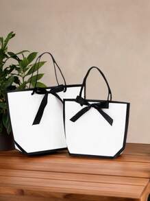 1/5/10 elegante und einfache schwarz-weiße Geschenktüten mit goldfarbener Kante, horizontale Handtaschen, schwarz-weiße Papiertüten mit goldfarbener Kante, hochwertige und einfache Geschenktüten, geeignet für Hochzeiten, Geburtstage, tägliche Ausflüge, Einkaufen, Halloween-Partys, Weihnachtspartys, Sommerhochzeiten, Familien-Geschenke, Paar-Geschenke