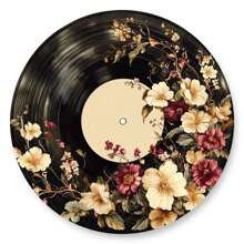 Dekorativer Floral Grammophon Platten Design Metallschild, runde 2D Vintage bedruckte Wandkunst Dekoration, geeignet für Zuhause, Küche, Garten, Büro - einzigartiges Weihnachtsgeschenk, Retro Metallposter (keine echte Platte)
