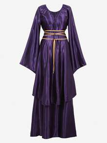 Renaissance Dress Women  Medieval Faire Costumes Halloween Cosplay Over Dress Retro Gown Long Dress - 紫色 - 查看 2