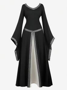 Renaissance Dresses For Women Costume Fairy Renaissance Dress Ball Gown Medieval Irish Peasant Dress,Vestido Negros Elegantes - 黑色 - 查看 2