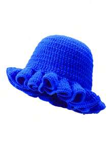 1pc Women's Fashion Knitted Hat, Handmade Crochet Wavy Ruffle Brim Hat, Casual Y2K Knit Beanie, Best Bikini Matching Hat For Beach - Ruffled Knitted Hat - View 18