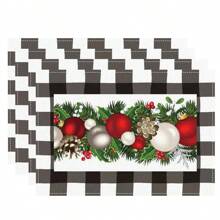 4/6 Stücke Weihnachtsbaum Tischsets, mit roten, weißen und karierten Mustern, robustes Material, geeignet für Küche, Esszimmer, Innen-/Außen Feiertagsdekoration, Thanksgiving und Weihnachten