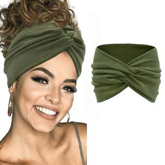 女式头巾 1 件 18 厘米复古十字弹力头带，适合女士，纯色，瑜伽、运动、日常佩戴时尚发饰经典发带，发带秋冬度假装女士优雅围巾