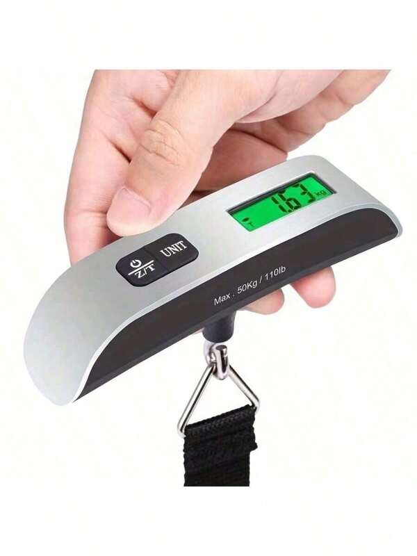 1 Stück 50 kg Digitale Handgepäck-Hängewaage, tragbare elektronische Waage mit beleuchteter LCD-Anzeige und Fahrenheit/Celsius Thermometer, Reiseessentiell