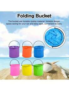 Collapsible Water Bucket, Collapsible Bucket With Handle, Collapsible Water Bucket For Camping,Outdoor,Fishing,Cleaning, Portable Foldable Bucket Compact Watercolor Brush Washing Buckets For Artists Beginners Convenient Space Saving Design, Beach Essentials, Beach Accessories, Pool Float - Multicolor - View 3