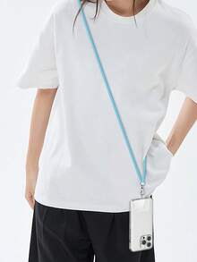 1 Piece Crossbody Cell Phone Lanyard(Sky Blue), Transparent Pads Included For Fixing The Phone Case, Multi-Functional Adjustable Neck Strap With 145CM/57 Inches, Lanyard Compatible With All Smartphone, Universal Lanyard For Redmi Cases, Crossbody Strap For Cases.. - Baby Blue - View 3