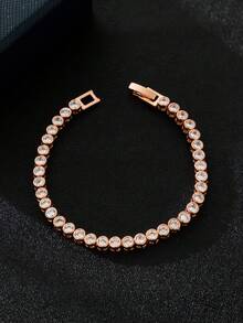 1 件优雅时尚圆形锆石手链，百搭珠宝配饰，适合女性日常佩戴或参加派对