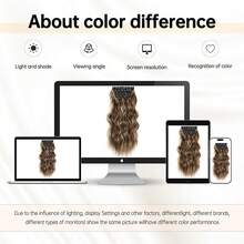 Extensiones de cabello postizas de 20 pulgadas, 4 piezas de color negro mezcla rubio, extensiones de cabello sintético suaves y largas para mujeres - Rubio miel mixto marrón chocolate - Ver 4