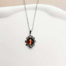 1pc Vintage Stainless Steel Chain Necklace With 26pcs Flame Shaped Letter Pendant