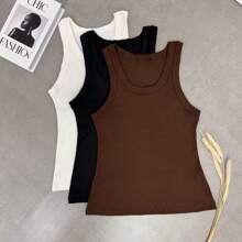 kit 3 Blusa Feminina Regata Move Canelada Básica Diário