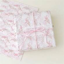 1 包粉色兰花薄纸，50 * 35 厘米礼品包装纸，优雅的粉色和绿色花卉设计 - 适用于婚礼、生日、节日和派对装饰 | 花卉图案纸 | 装饰纸，礼品包装用品 - 彩色 - 查看 9