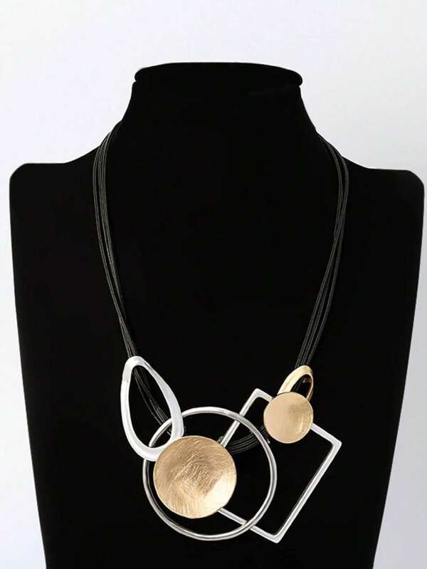 Collares gargantilla vintage con geometría, colgantes suspendidos y cadenas alrededor del cuello, joyería gótica para mujer