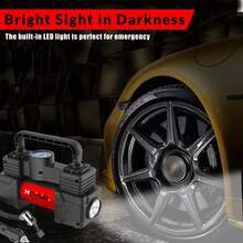 Meshuba 12V 便携式轮胎充气泵带 LED 灯 - 紧凑型空气压缩机，适用于汽车、自行车、摩托车、紧急使用、快速充气和便携 - 有綫 - 查看 7