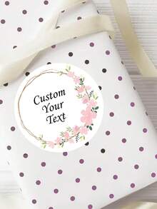 54-540Pcs Custom Text Wreath Stickers,Personalize Wedding Stickers,Customized Text Round Stickers,Customizable Thank You Stickers,Name Label Stickers,Birthday Stickers,Birthday Gifts,Party, Gift Bags/Boxes,Invitation,Elegant,Flower Crown,Perfect Creativity,Various Occasions,Etiquette,Personalized Logo School Supplies,Back To School - Style a - View 5