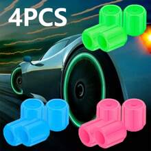 4pcs Glow-In-The-Dark Valve Caps, Universal For Cars, Motorcycles And Bicycles, Improved Security, Hexagonal General Accessories