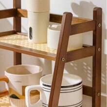 1pc Imitation Rattan Cup Holder, Double-Layer Desktop Water Cup Holder, Dormitory Kitchen Organizing Rack