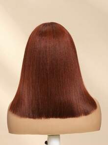 Wigs Bye Bye Knots 7x5 Lace Closure Yaki Bob Wig Warm Rich Reddish Brown Beginner Friendly Pre Plucked Pre Cut 100% Premium Human Hair Glueless Effortless Easy To Wear Pre Bled Invisible Knots Pre Plucked Unice Hair - S33 - View 5