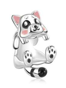 1pc Fashionable Cute Raccoon Beaded Pendant, Everyday Wear DIY Gift - Silver - View 4