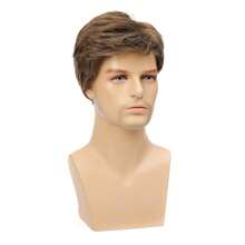 Mens Short Brown Wig Synthetic Replacement Costume Halloween Natural Hair Wigs