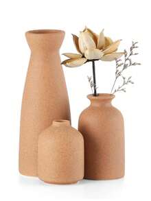 1pc/Set Of 3pcs Minimalist And Simple Flower Vase, Nordic INS Style Home Decoration Floral Vase For Living Room, Bedroom, Tabletop Decor - Mocha Brown - View 3