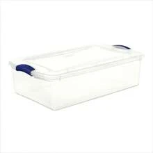 Small Storage Bin, 32 Quart Clear Underbed Storage Container With Latch Lid, Blue - 32qt - View 1