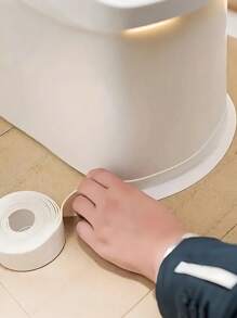 1Pc White PVC Self-Adhesive Waterproof Sealing Tape,For Bathrooms And Kitchens, Leak-Proof Wall Sticker,For Showers, Sinks And Countertops, Shower Sealant Tape,Ceramic Surface Protection With Easy Application Tape