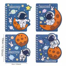 4 piezas de Cuaderno espiral mini con tema de astronauta/espacio, color aleatorio
