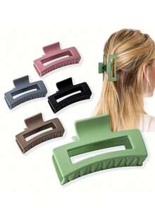 5pcs Fashionable Simple Women Daily Hair Clips, Large Size Hair Claw For High Crown, Elegant Design Fashion Hair Accessories Beauty Claw Clips