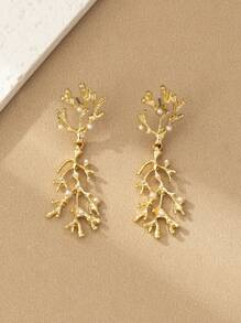 1 Pair Minimalist Fashion Pearl & Coral Inspired Women Earrings