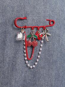 1 pièce Élégante broche/pendentif de femme style campagnard avec cristaux, cerises, nœud papillon et cœur. Convient pour sac à dos, vêtements, parfait pour anniversaire, fête, bar, banquet, trajet, voyage, port quotidien