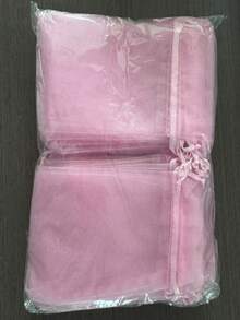 30 个粉色欧根纱礼品袋，2.75 英寸 X 3.54 英寸，适用于珠宝、珠子、派对礼品、婚礼、圣诞节、万圣节、情人节和指甲配件 - 带装饰丝带的透明织物袋