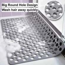Square Non-Slip Bathroom Mat With Suction Cup And Round Hole Design Shower Anti-Fall Household Shower Massage Quick Drainage Mat