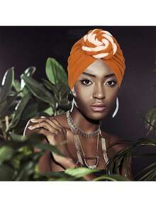 Awegeo Women's Turbans Printed Compass Style, Light Luxury African Style Headscarf Hat, Important Occasion Wearing Headband Hijab Hair Sleep Cap Sleep Bonnet - 1Pc - View 9