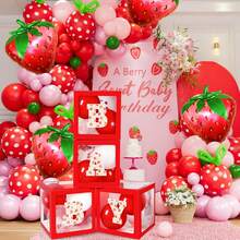 1 pezzo Scatola decorativa con palloncini a forma di fragola rossa da 25cm, con scatola trasparente rossa e 26 lettere a tema fragola disponibili per la selezione, scatola per conservare i palloncini decorata, scatola regalo per decorazione festa di compleanno, doccia per bebè, decorazione per feste, matrimoni, sfondo per foto, decorazione per feste femminili, feste estive, feste a tema frutta, feste hawaiane - Multicolore - Visualizzare 5