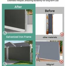 71''x236'' Retractable Double Side Awning For Patio, Water & UV Resistant Retractable Privacy Screen, Outdoor Retractable Folding Privacy Screen Divider For Garden, Backyard, Balcony - 灰色 - 查看 5