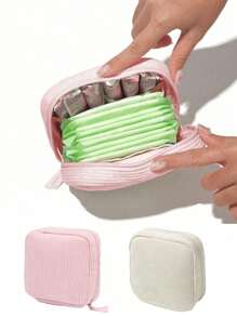 Bolsa de almacenamiento de toallas sanitarias de gran capacidad, caja de almacenamiento portátil multifuncional, monedero y mini bolsa de cosméticos, portacompresas, bolsa para tampones, bolsa para productos femeninos, estilo casual, material de poliéster, solución de almacenamiento perfecta y un regalo maravilloso