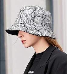 Reversible Bucket Hat For Women, Cute Beach Fisherman Style - Snakeskin - View 5