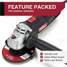 Amoladora angular con cable Hyper Tough de 6 amperios, con mango, protección ajustable, disco de esmerilado de 4-1/2 pulgadas y llave, en condición nueva - 1 - Ver 4