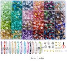 360 件/720 件 8 毫米渐变裂纹玻璃珠首饰制作套件，适用于手工制作 DIY 手链、项链、耳环、钥匙扣、包包挂件、手机挂绳、工艺品，适合节日、派对礼物、生日礼物（颜色随机）