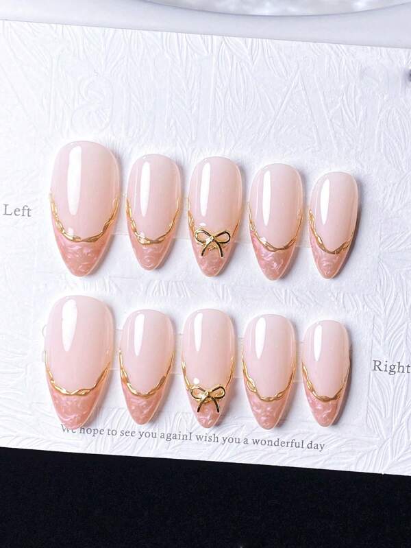 10pcs Pure Handmade Vine Gold French Tip Silver White Striped Filled Cute Luxurious Butterfly Spring Fresh Style Nail Stickers