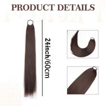Long Straight Ponytail Extension 24Inch Ponytail Hair Extensions Synthetic Hair On Elastic Band Hairpiece