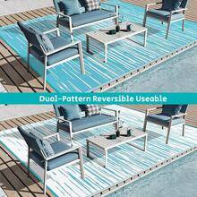 HEBE Outdoor Rug Waterproof For Patios, Reversible Plastic Straw Rug Camping Carpet, Indoor Outdoor Area Rugs Patio Mats For RV,Picnic,Backyard,Deck,Balcony,Porch - Blue - View 7