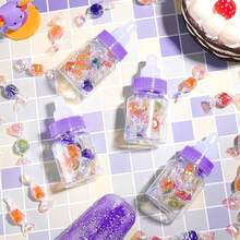 12 件婴儿迷你奶瓶婴儿洗澡礼品可填充奶瓶糖果盒小塑料糖果瓶 DIY 礼物，适合男孩女孩新生儿洗礼派对装饰，婴儿洗澡礼品 - 粉色和蓝色迷你奶瓶派对礼品袋盒塑料熊糖果瓶带丝带，适合婴儿洗澡礼品