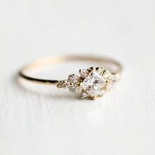 Delicate Women's Fashion Zirconia Wedding Waterdrop Ring Wedding Band Anniversary Gift Party Valentine's Day Engagement Women Jewelry - 金色 - 查看 3