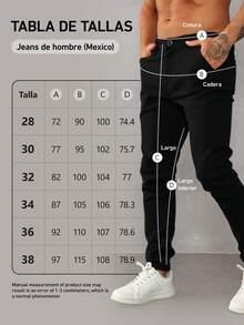 Pantalones vaqueros ajustados para hombre de color gris oscuro, tela transpirable y cómoda, ideales para estilos casuales urbanos - Gris Oscuro - Ver 4