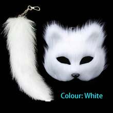 2pcs Halloween Masquerade Mask Half Face Prop Cat Mask Halloween Serial Fox Mask - Multicolor - View 4